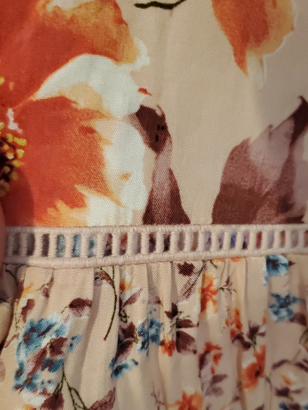 Band Of Gypsies Maxi Tiered Dress in Peach Floral Print Size L - Picture 6 of 9